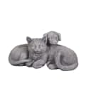 gartendekoparadies.de Gartenfigur Hund und Katze Grau Steinguss Bild 1