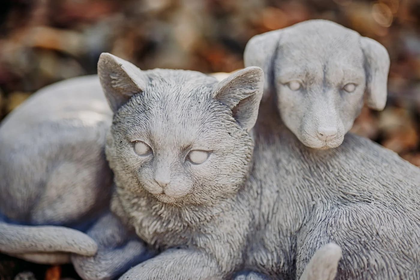 gartendekoparadies.de Gartenfigur Hund und Katze Grau Steinguss - Bild 3