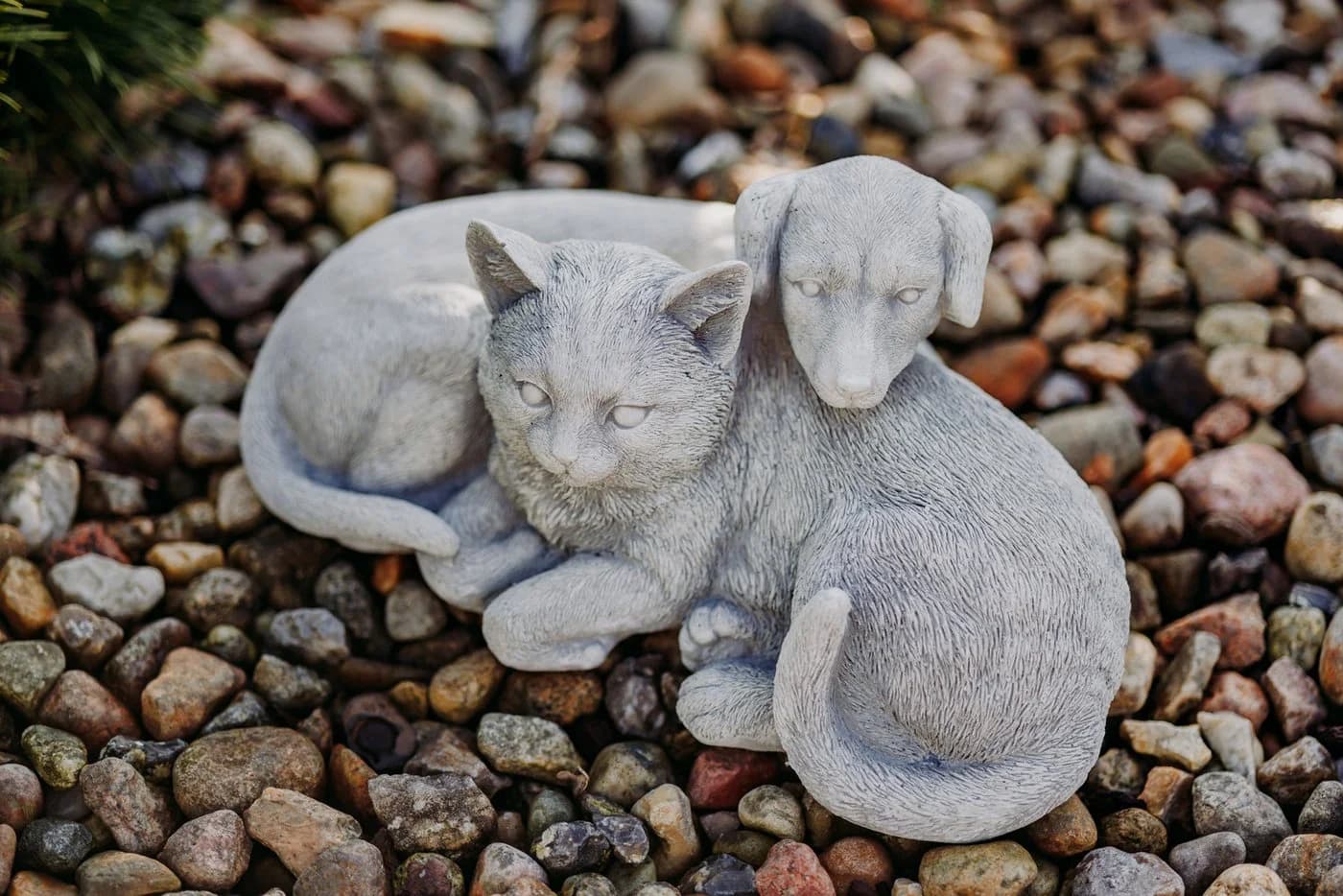 gartendekoparadies.de Gartenfigur Hund und Katze Grau Steinguss - Bild 4