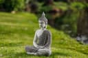 gartendekoparadies.de Thailändische Buddha Statue Grau Steinguss 49 cm Bild 3