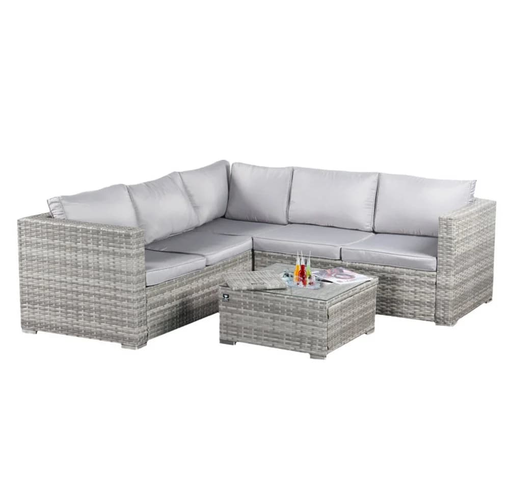 BIXENTE Gartenlounge-Set Polyrattan 5-Sitzer mit Tisch und Eisfach - Bild 2