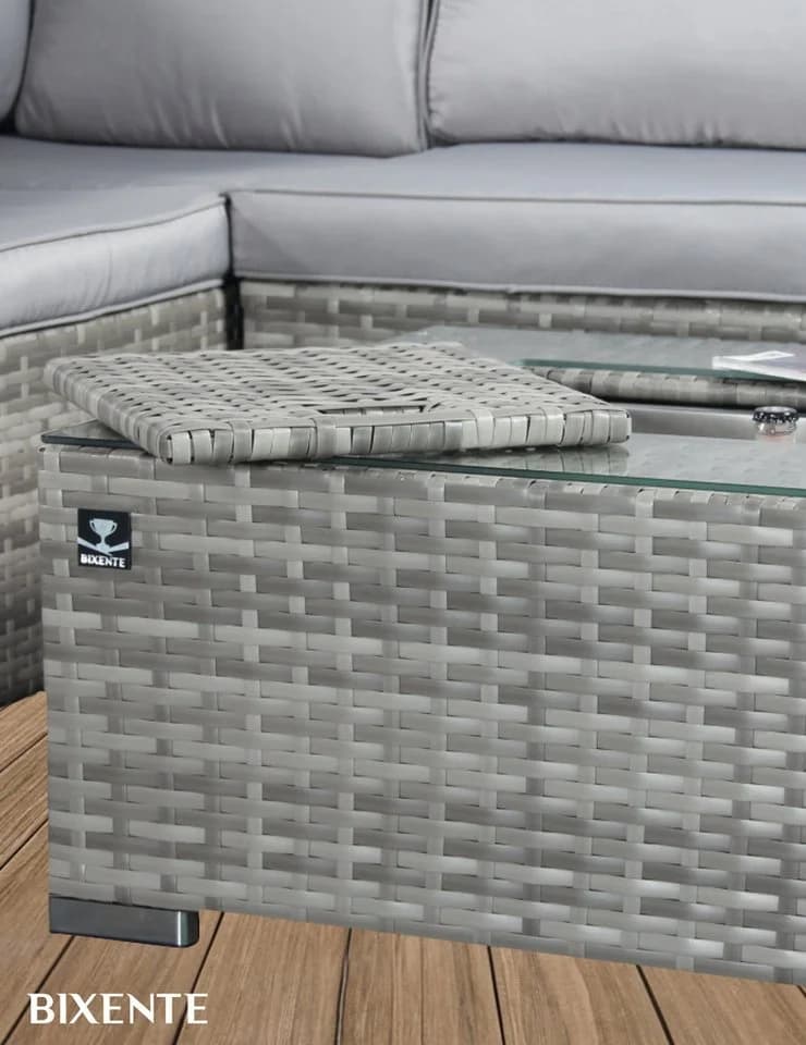 BIXENTE Gartenlounge-Set Polyrattan 5-Sitzer mit Tisch und Eisfach - Bild 5
