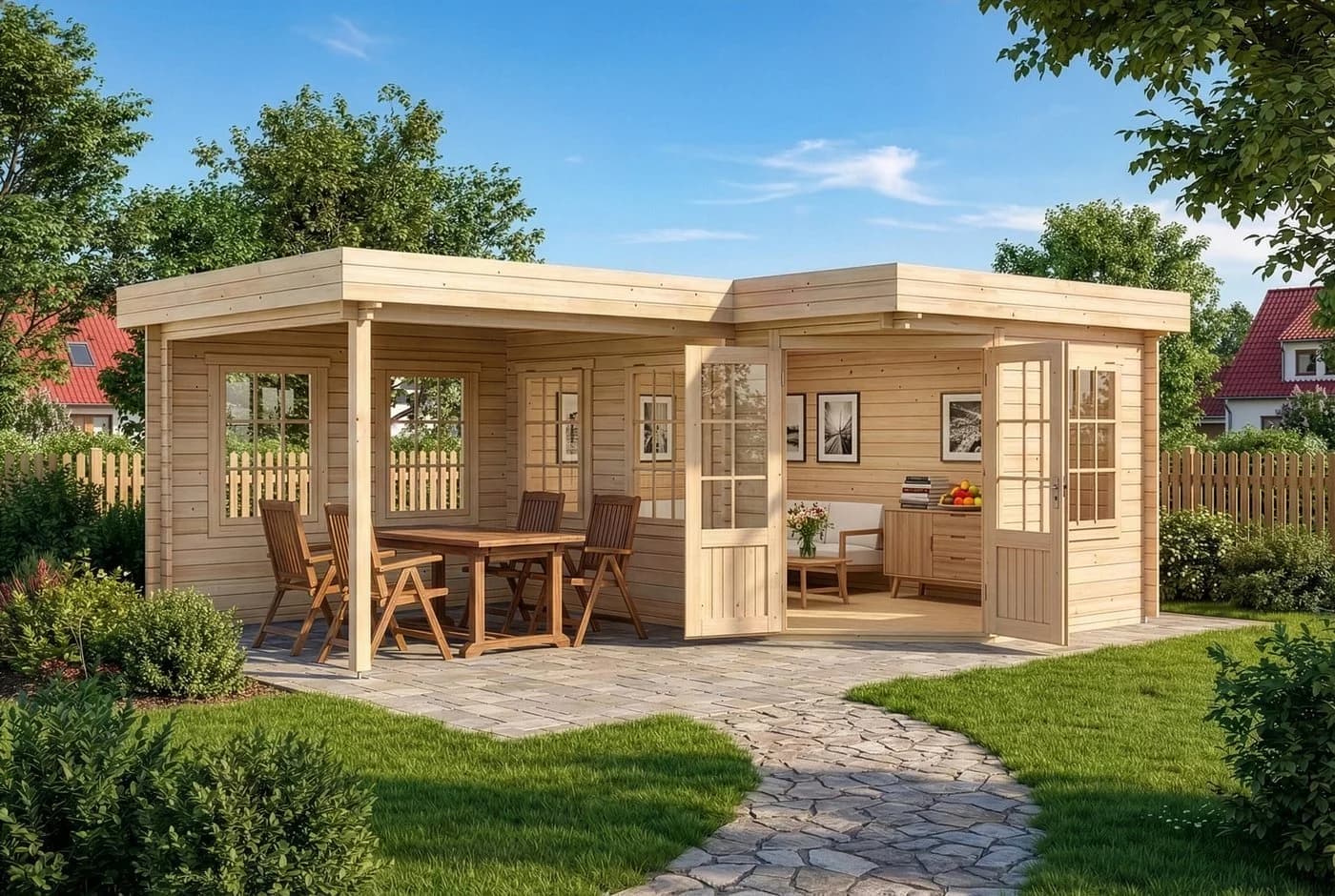 Alpholz Gartenhaus Pepe 5-Eck Massivholz Naturbelassen