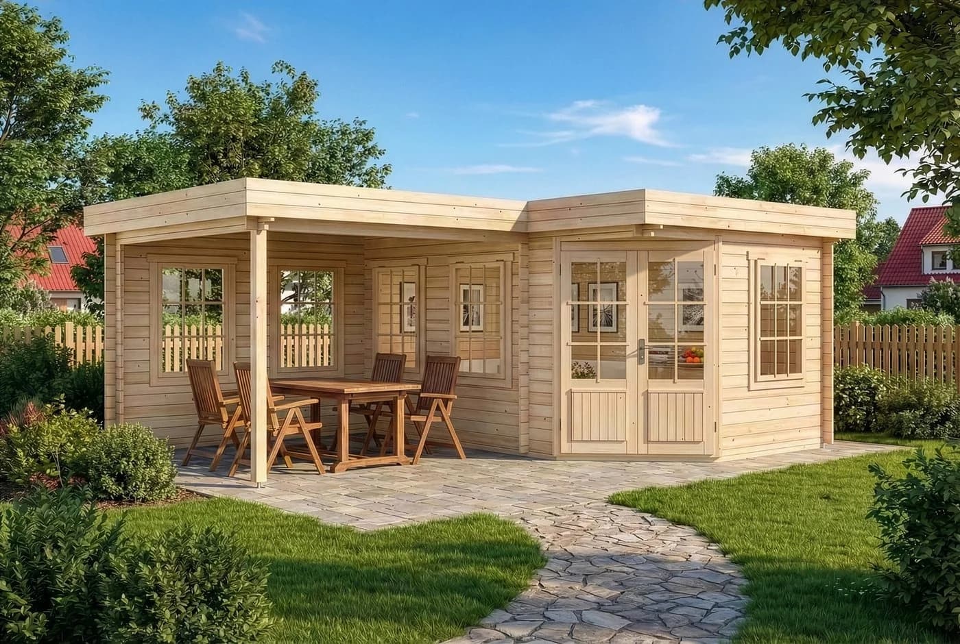 Alpholz Gartenhaus Pepe 5-Eck Massivholz Naturbelassen - Bild 2