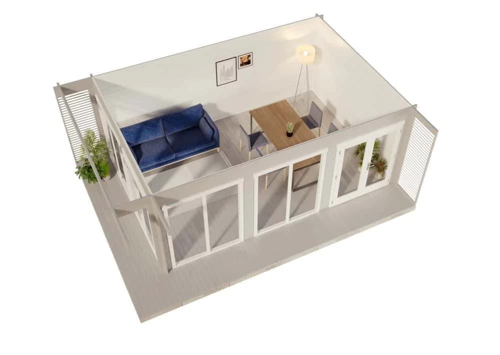 Alpholz Gardenlounge Viva B Gartenhaus 44mm Wandstärke Naturbelassen