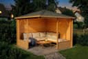 Pavillon aus Massivholz Pinie, 5-Eck, Natur Bild 3