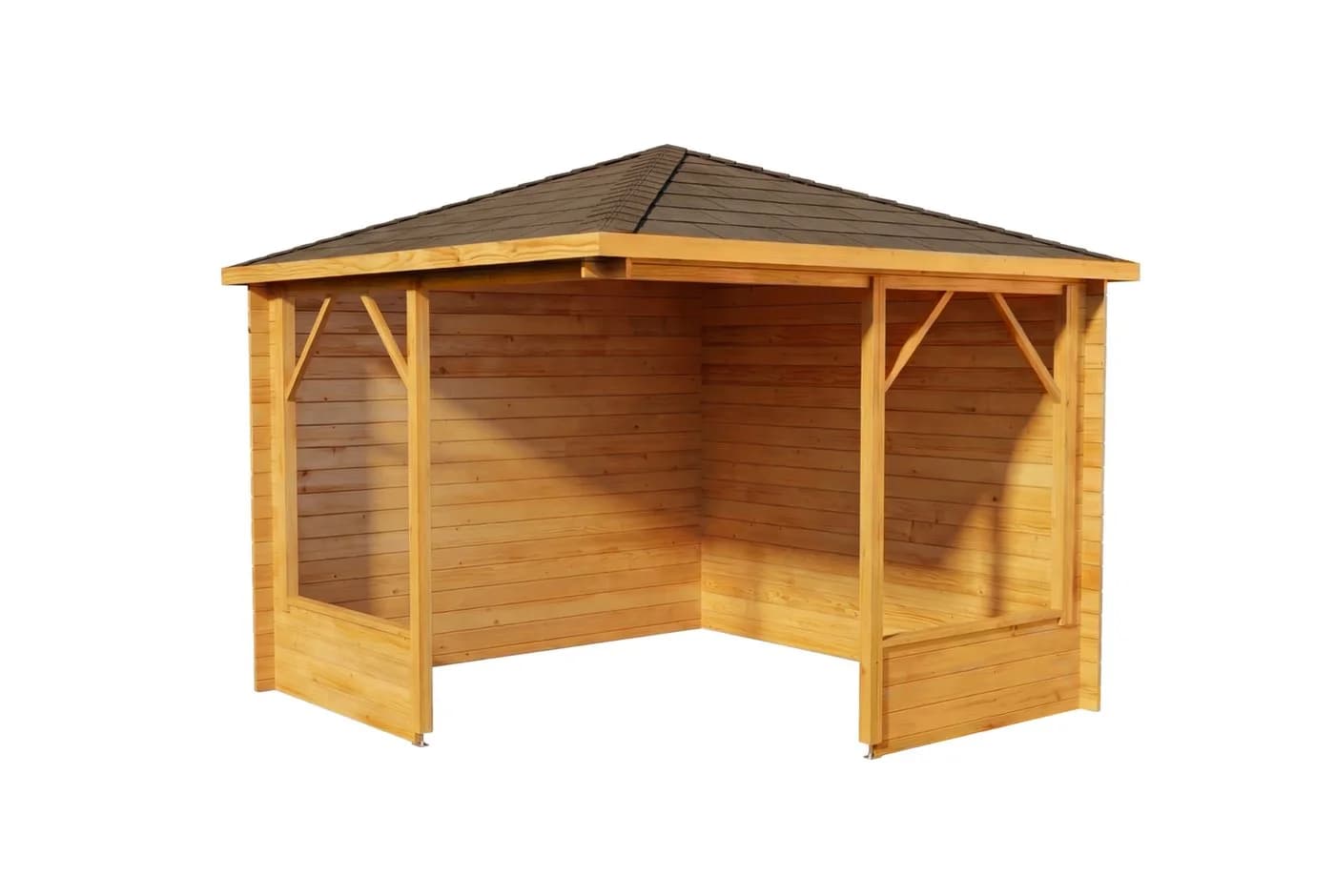 Pavillon aus Massivholz Pinie, 5-Eck, Natur - Bild 5