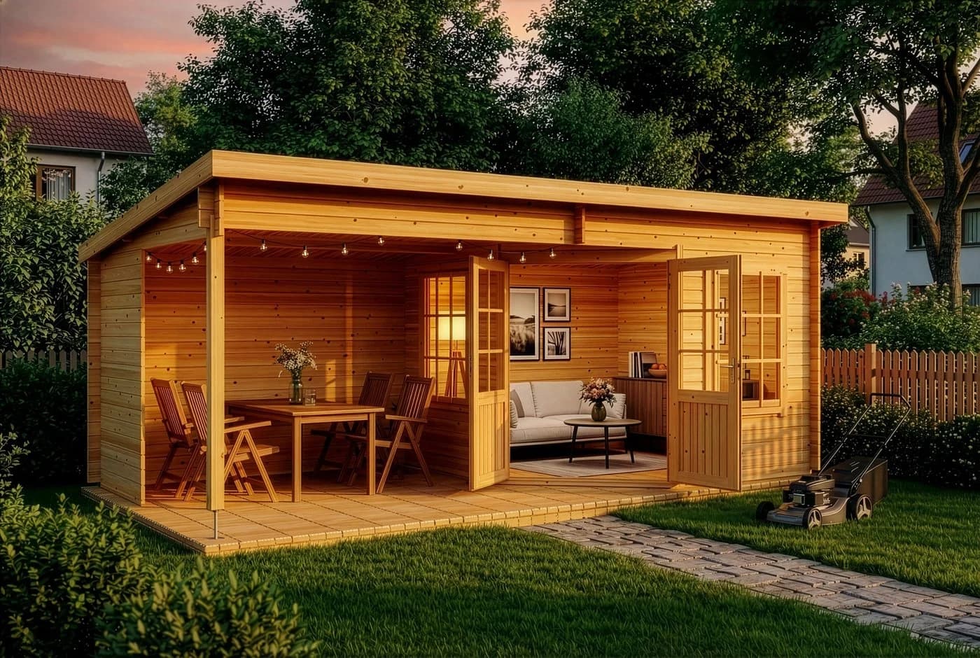 Alpholz Gartenhaus Carl 598x300 cm Pinie 28mm Wandstärke