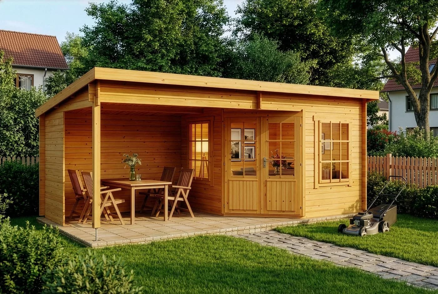 Alpholz Gartenhaus Carl 598x300 cm Pinie 28mm Wandstärke - Bild 2