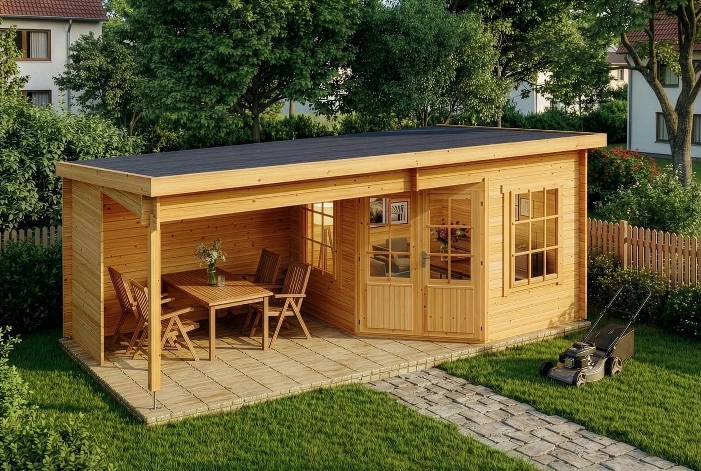 Alpholz Gartenhaus Carl 598x300 cm Pinie 28mm Wandstärke - Bild 3
