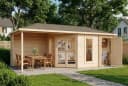 Alpholz Gartenhaus Liwa mit Anbau 5-Eck Holz 28mm Wandstärke Bild 1