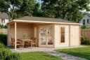 Alpholz Gartenhaus Liwa mit Anbau 5-Eck Holz 28mm Wandstärke Bild 2