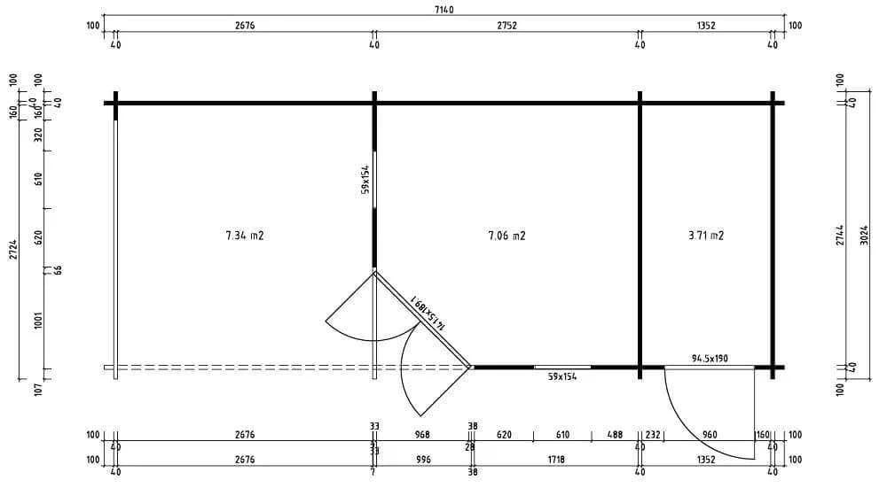 Alpholz Gartenhaus Liwa mit Anbau 5-Eck Holz 28mm Wandstärke - Bild 5