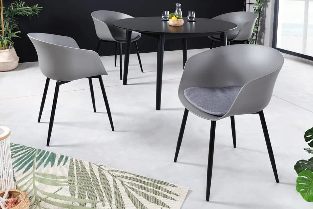 riess-ambiente Gartenstuhl DESIGNO Grau/Schwarz mit Kissen