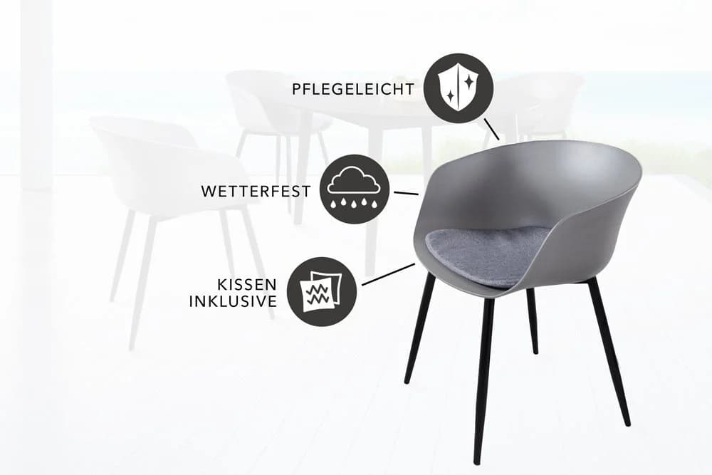 riess-ambiente Gartenstuhl DESIGNO Grau/Schwarz mit Kissen - Bild 5