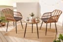 riess-ambiente Balkonset PARIS 3-tlg. Braun Polyrattan Bistro-Set mit Kissen Bild 1