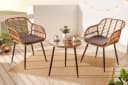 riess-ambiente Balkonset PARIS 3-tlg. Braun Polyrattan Bistro-Set mit Kissen Bild 2