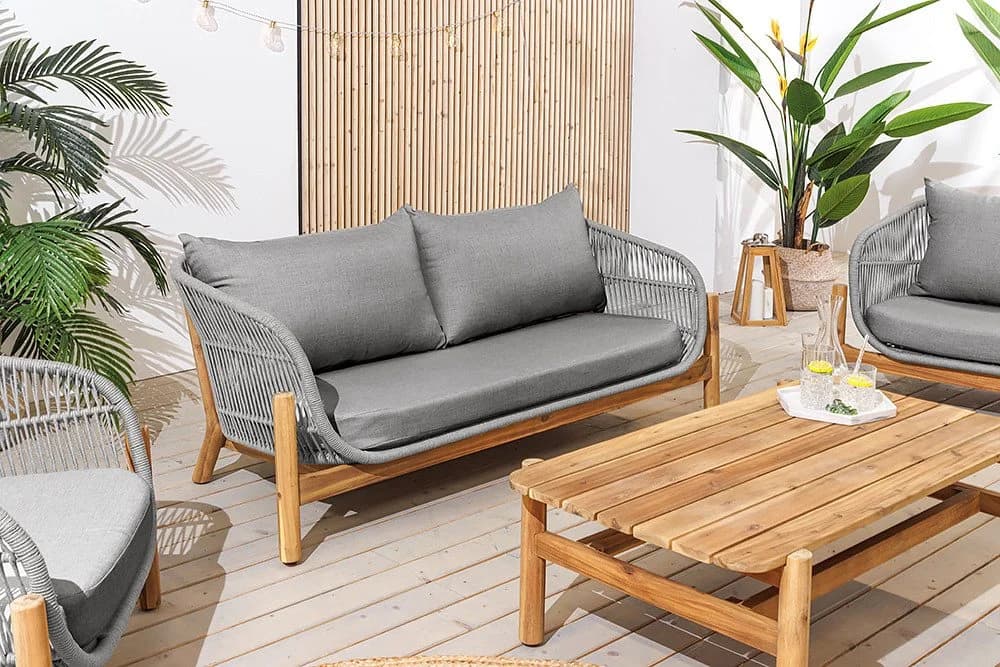 riess-ambiente Loungeset ROPE Grau/Natur 4-tlg. Akazie Aluminium - Bild 2