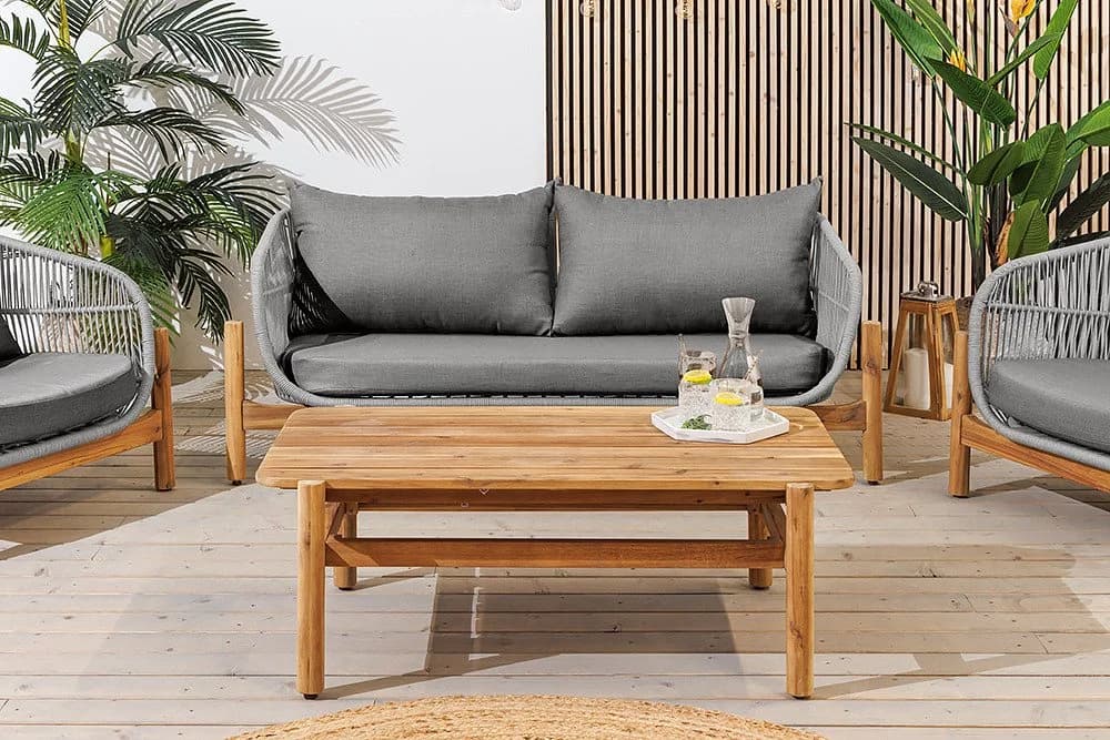 riess-ambiente Loungeset ROPE Grau/Natur 4-tlg. Akazie Aluminium - Bild 3