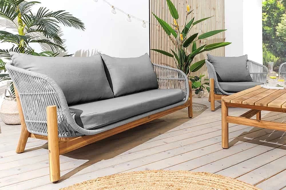 riess-ambiente Loungeset ROPE Grau/Natur 4-tlg. Akazie Aluminium - Bild 4