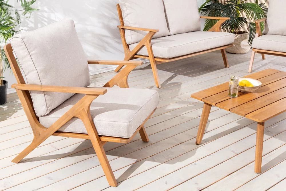 riess-ambiente Loungeset COMFORT LINE natur beige 4-tlg. Akazien-Massivholz - Bild 3