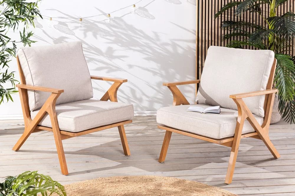 riess-ambiente Gartensessel COMFORT LINE Natur Beige Akazienholz