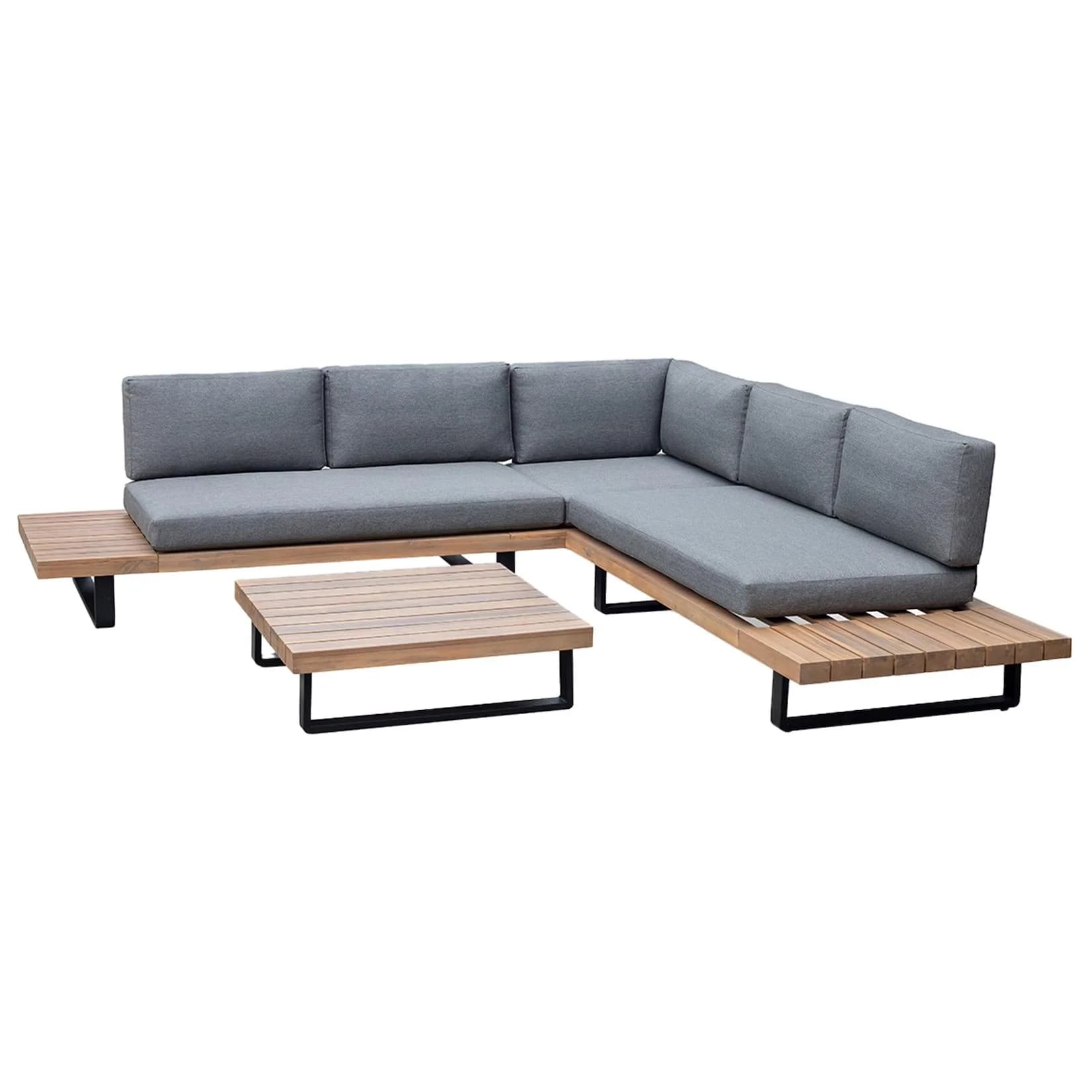 riess-ambiente Gartenlounge Set ST. BARTH 255cm Grau Akazie mit Tisch und Kissen