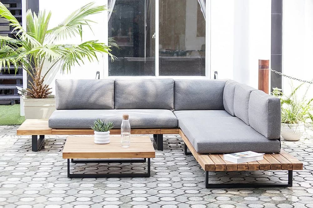 riess-ambiente Gartenlounge Set ST. BARTH 255cm Grau Akazie mit Tisch und Kissen - Bild 2