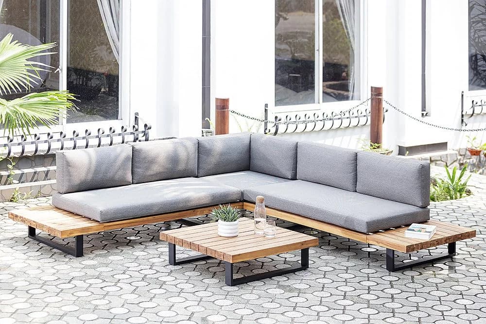 riess-ambiente Gartenlounge Set ST. BARTH 255cm Grau Akazie mit Tisch und Kissen - Bild 3