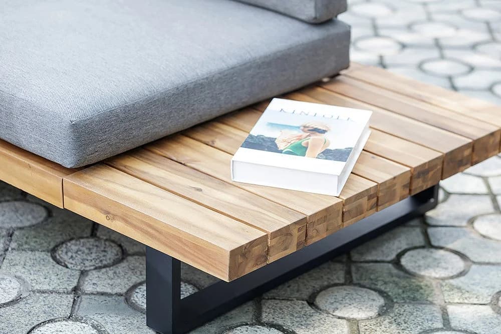 riess-ambiente Gartenlounge Set ST. BARTH 255cm Grau Akazie mit Tisch und Kissen - Bild 5