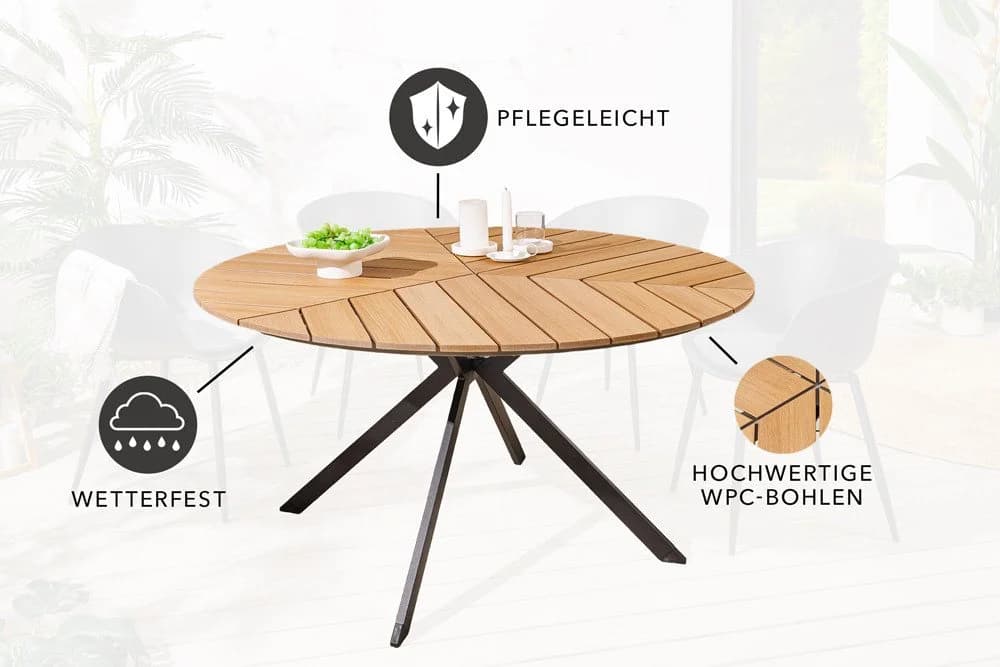 riess-ambiente Gartentisch DESIGNO 120cm Natur Aluminium-Sterngestell - Bild 5
