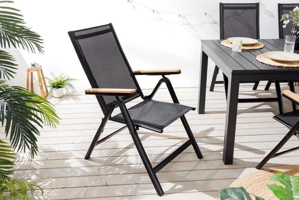 riess-ambiente Gartenstuhl DESIGNO Anthrazit/Natur wetterfest klappbar