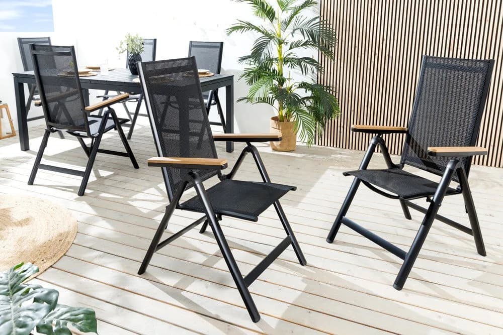 riess-ambiente Gartenstuhl DESIGNO Anthrazit/Natur wetterfest klappbar - Bild 2