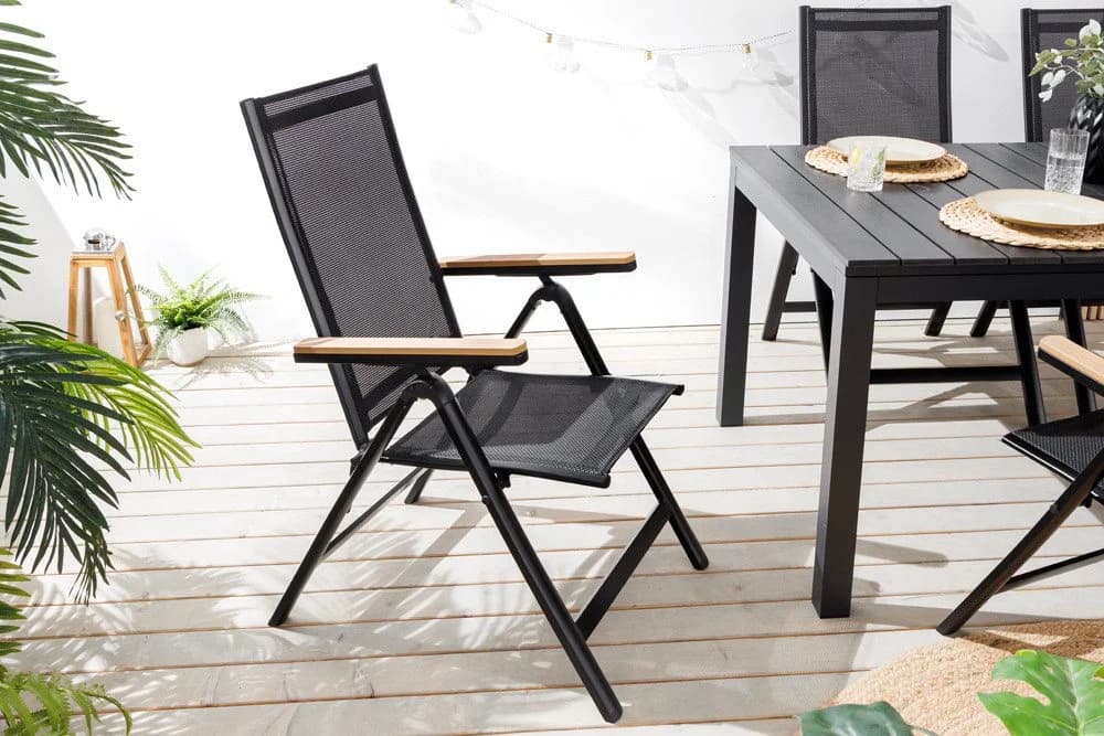 riess-ambiente Gartenstuhl DESIGNO Anthrazit/Natur wetterfest klappbar - Bild 3