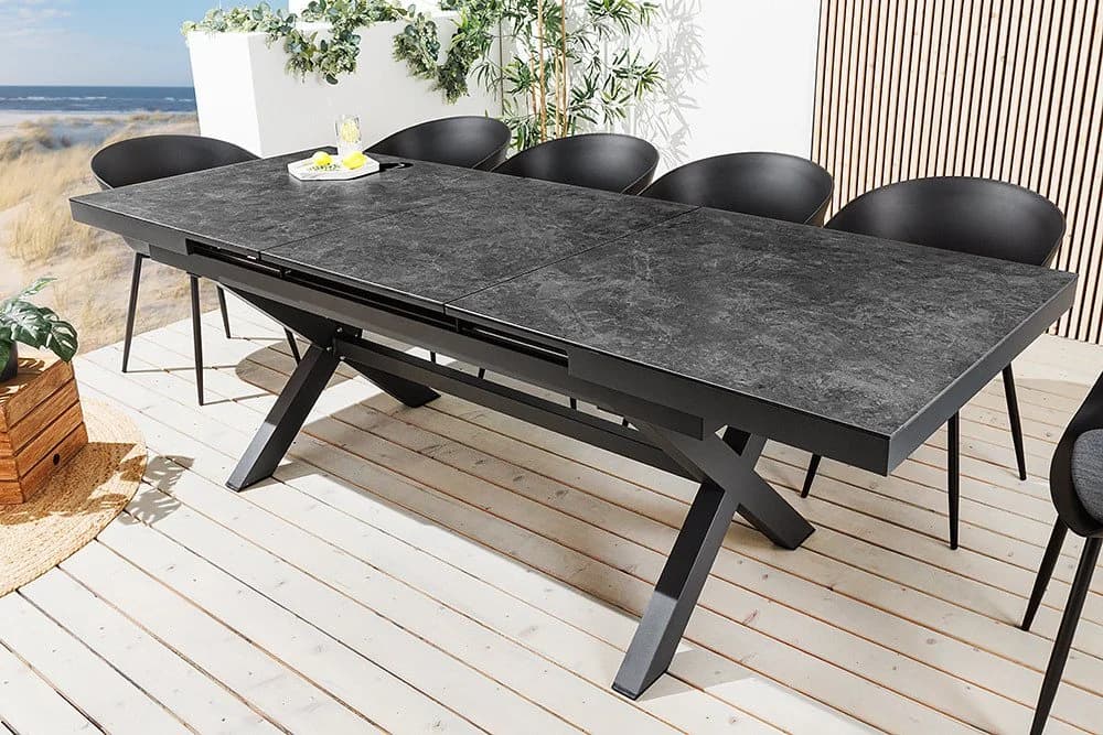 riess-ambiente Gartentisch EMPIRE ausziehbar Keramik Aluminium anthrazit