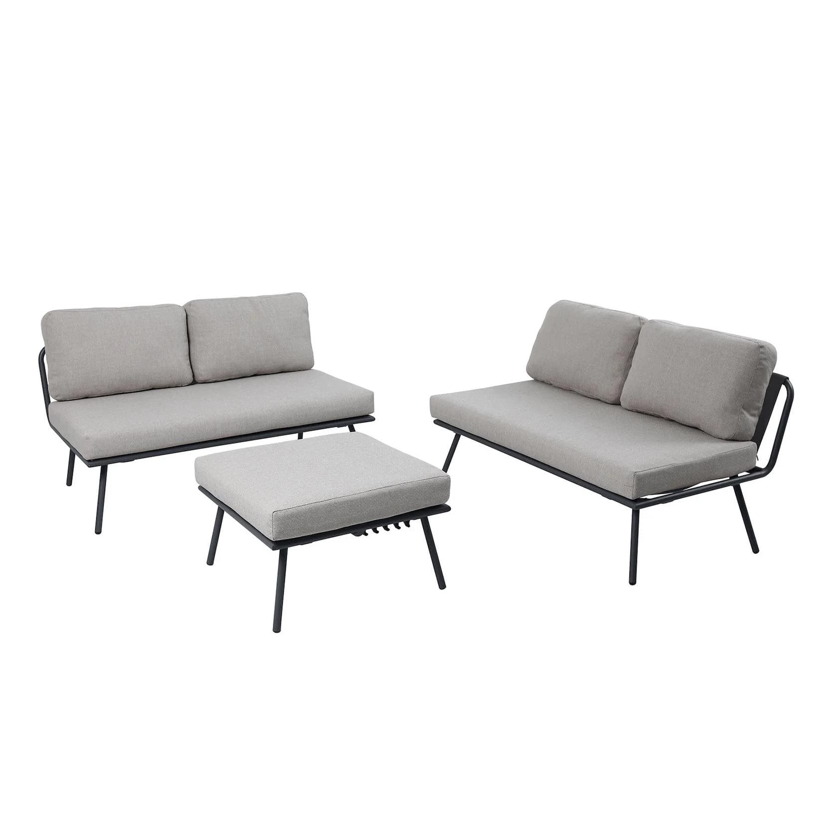 riess-ambiente Outdoor Lounge MOBILE MODULAR Anthrazit/Hellgrau mit Tisch