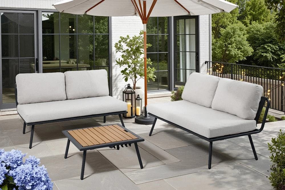 riess-ambiente Outdoor Lounge MOBILE MODULAR Anthrazit/Hellgrau mit Tisch - Bild 2