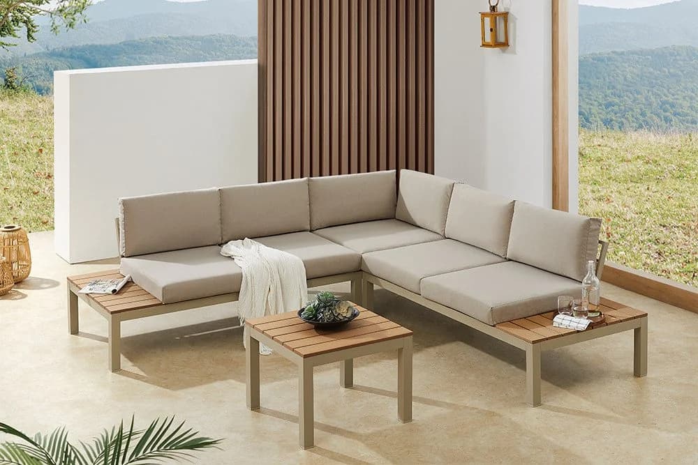 riess-ambiente Sitzgruppe Miami Lounge 240cm Champagner Greige