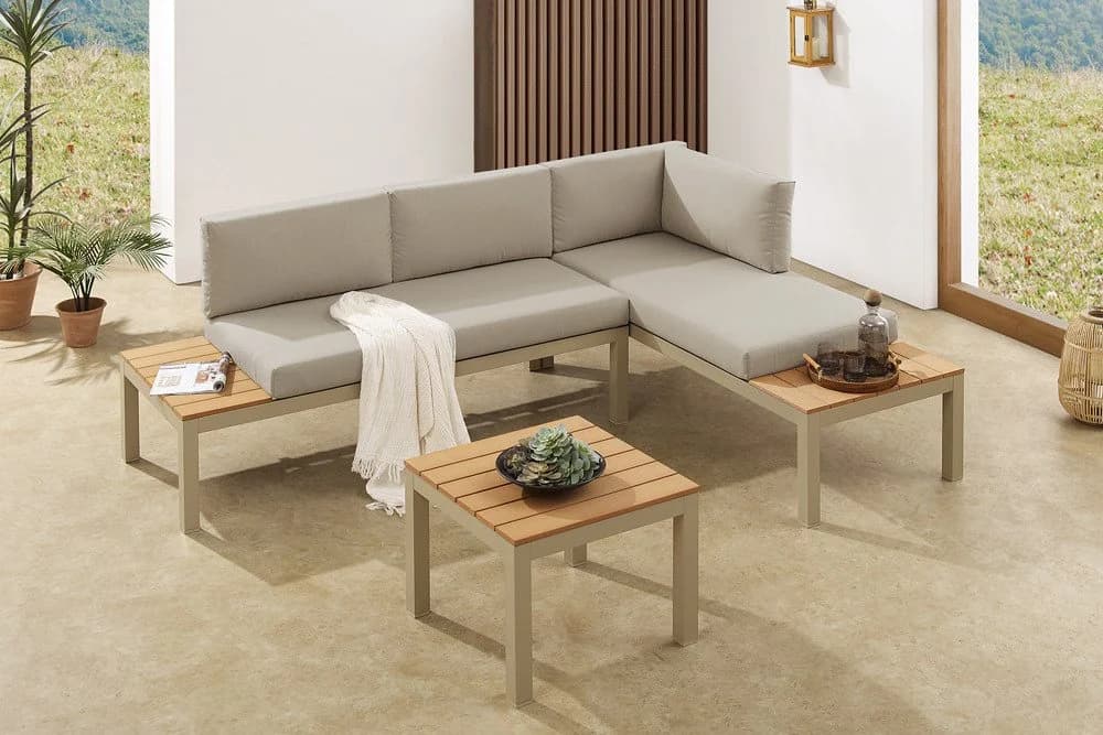 riess-ambiente Gartenlounge-Set ORLANDO 240cm Beige Grau Aluminium - Bild 4
