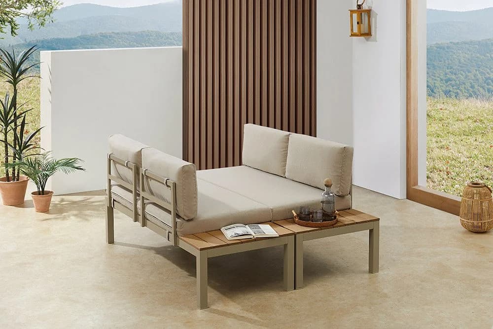 riess-ambiente Gartenlounge-Set ORLANDO 240cm Beige Grau Aluminium - Bild 5