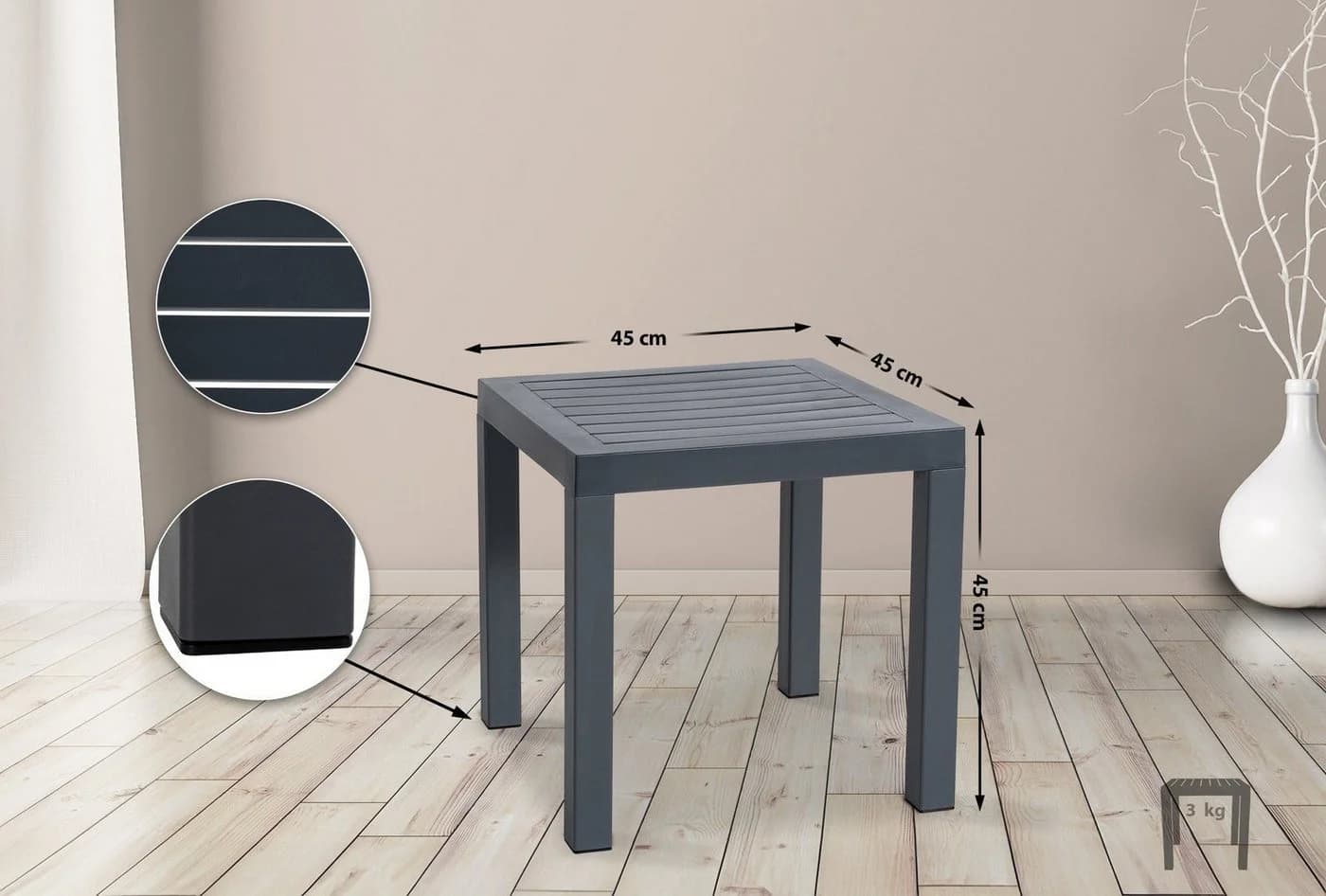 CLP Gartentisch Ocean Dunkelgrau UV-beständig Kunststoff