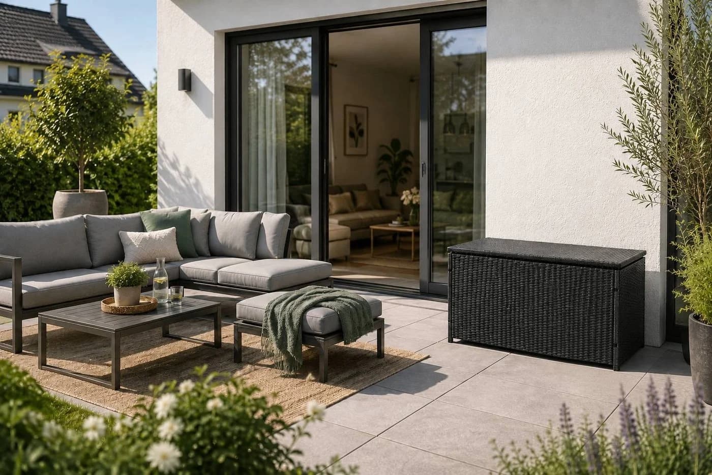 TEICO GROUP Kissenbox Polyrattan Schwarz 300L mit Gasdruckfeder - Bild 3