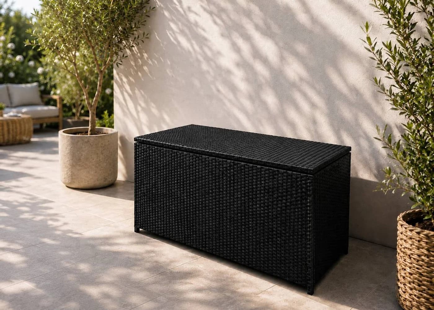 TEICO GROUP Kissenbox Polyrattan Schwarz 300L mit Gasdruckfeder - Bild 5