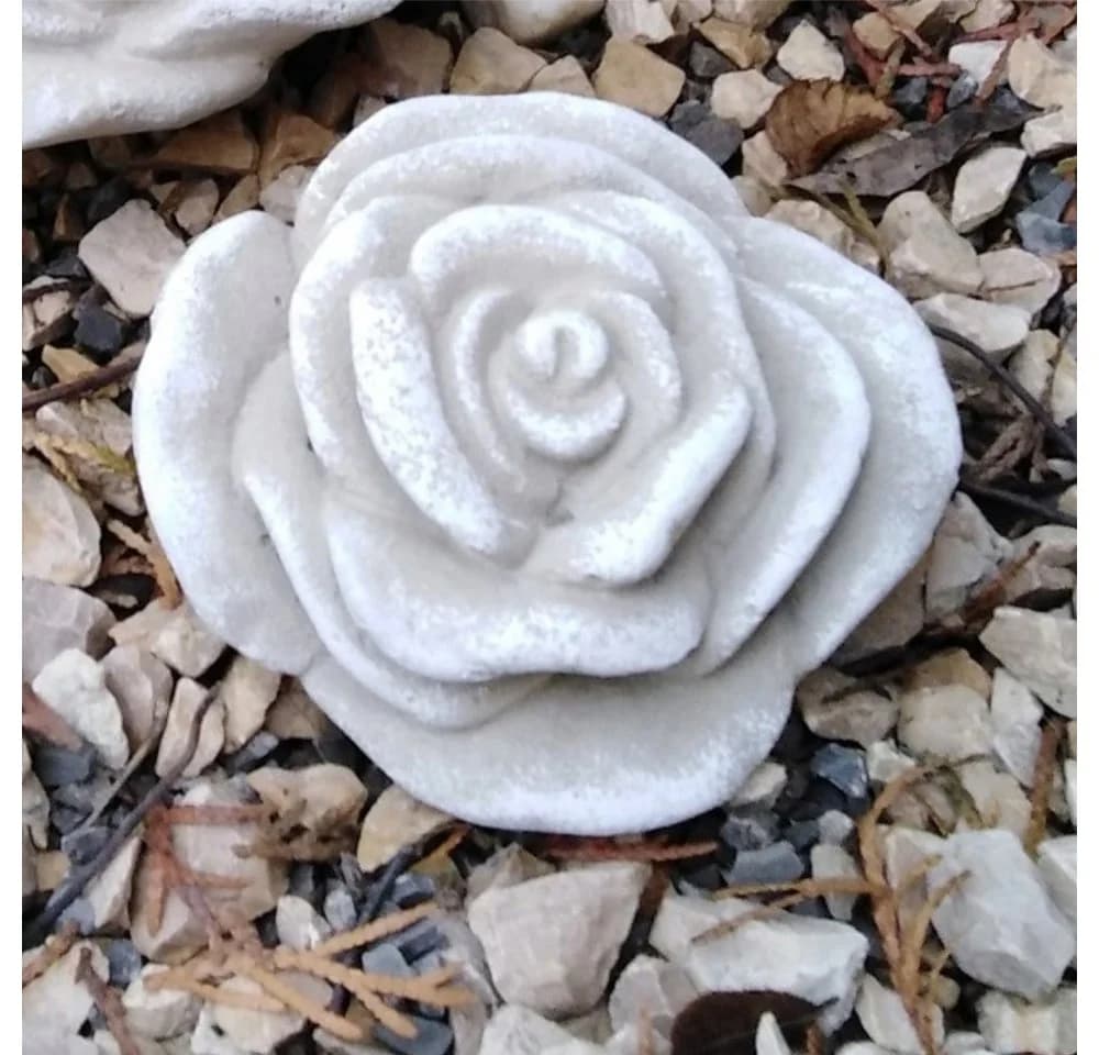 Radami Gartenfigur Stein Rose Grau/Weiß Steinguss