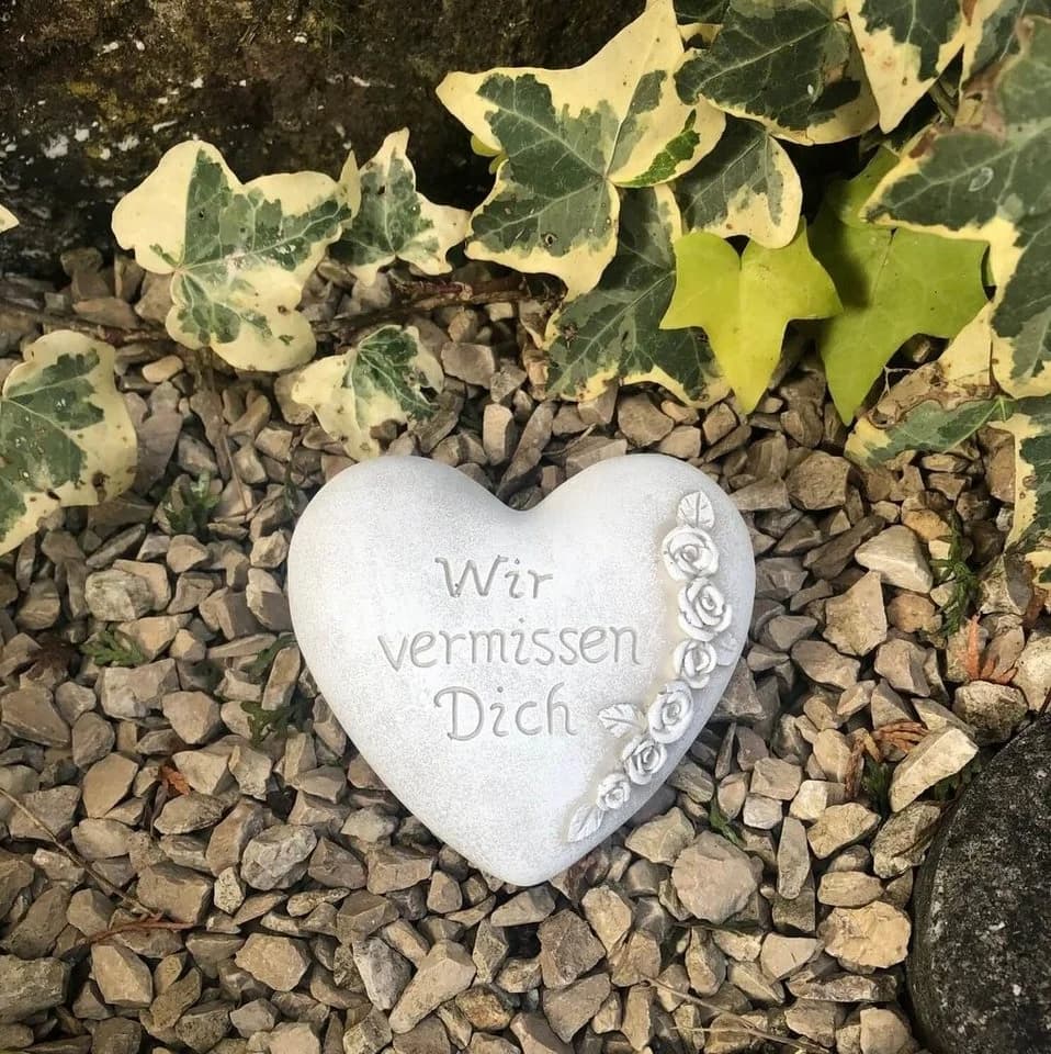 Radami Grabherz Gedenkstein "Wir vermissen Dich" Grabdeko
