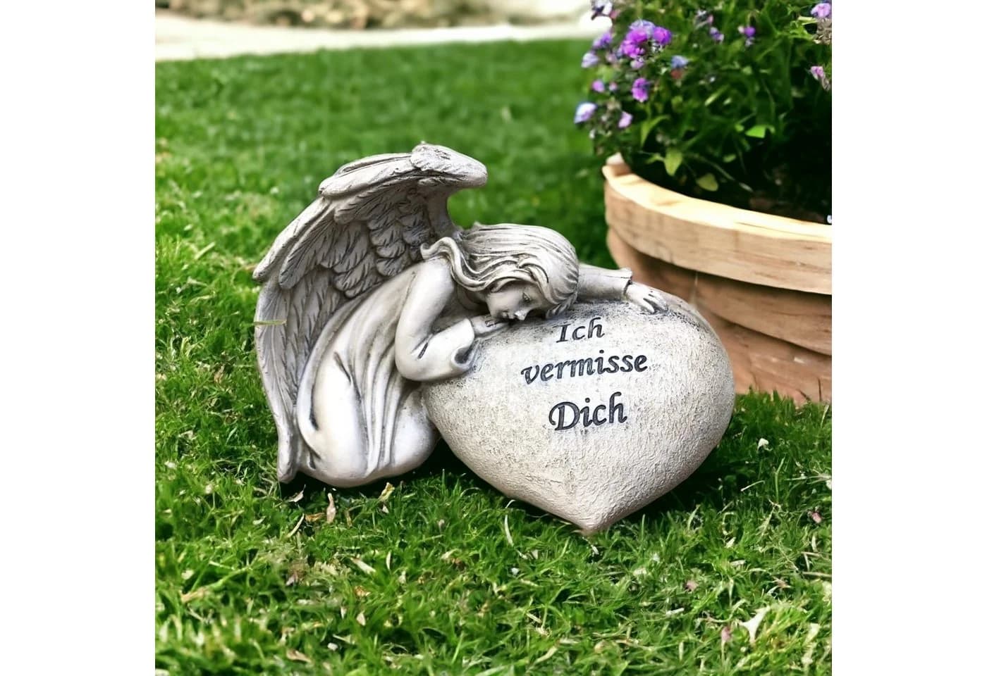 Radami Gartenfigur Engel Grabherz Antik-Weiß - Bild 3