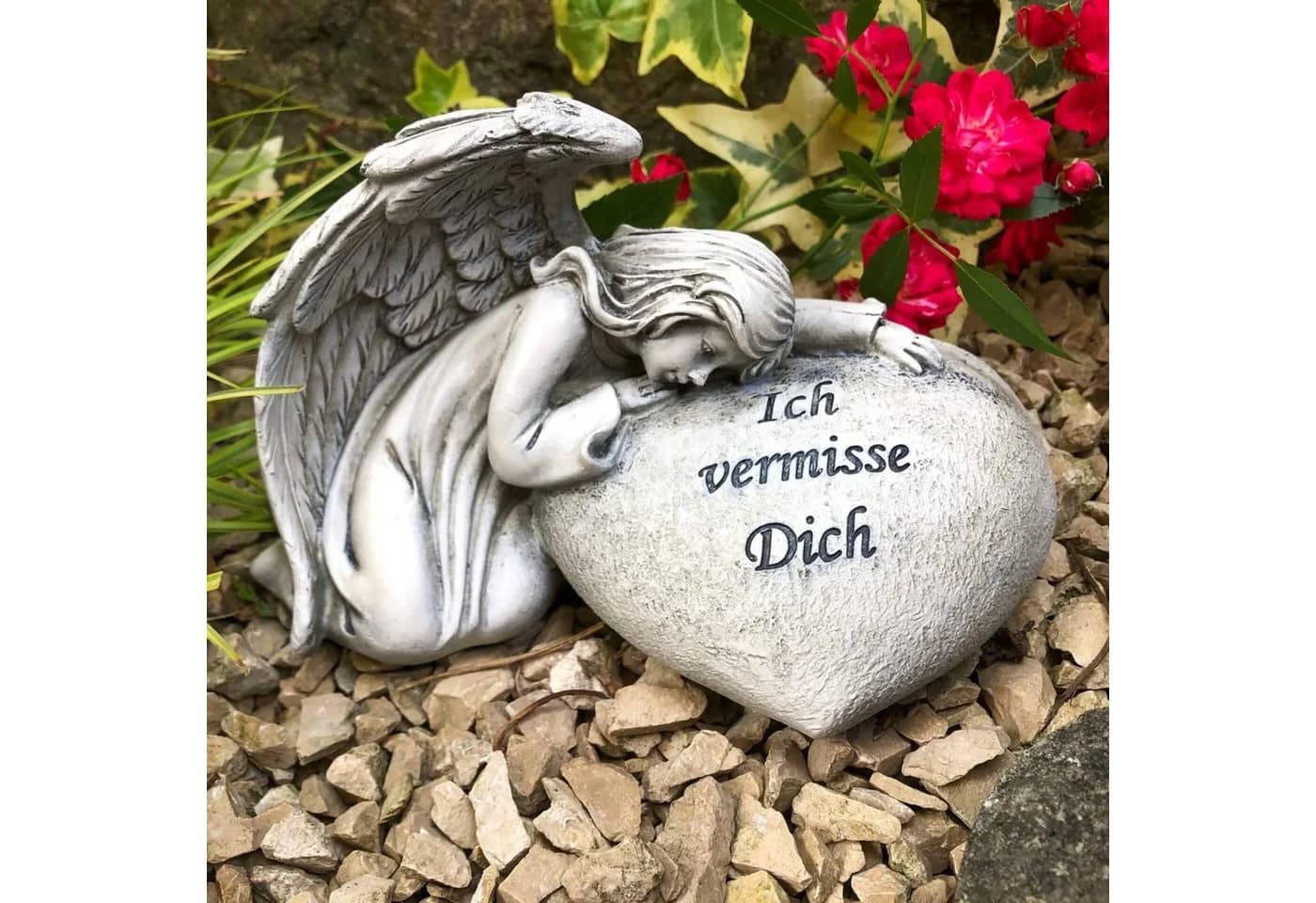 Radami Gartenfigur Engel Grabherz Antik-Weiß - Bild 4