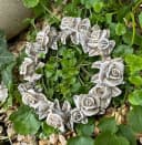 Radami Dekokranz Grabschmuck Rosenblüten Grau-Antik Wetterfest Bild 1