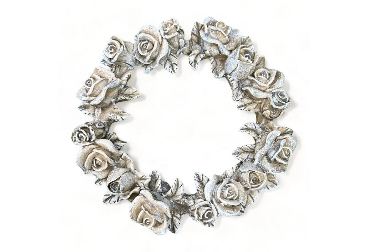 Radami Dekokranz Grabschmuck Rosenblüten Grau-Antik Wetterfest - Bild 3