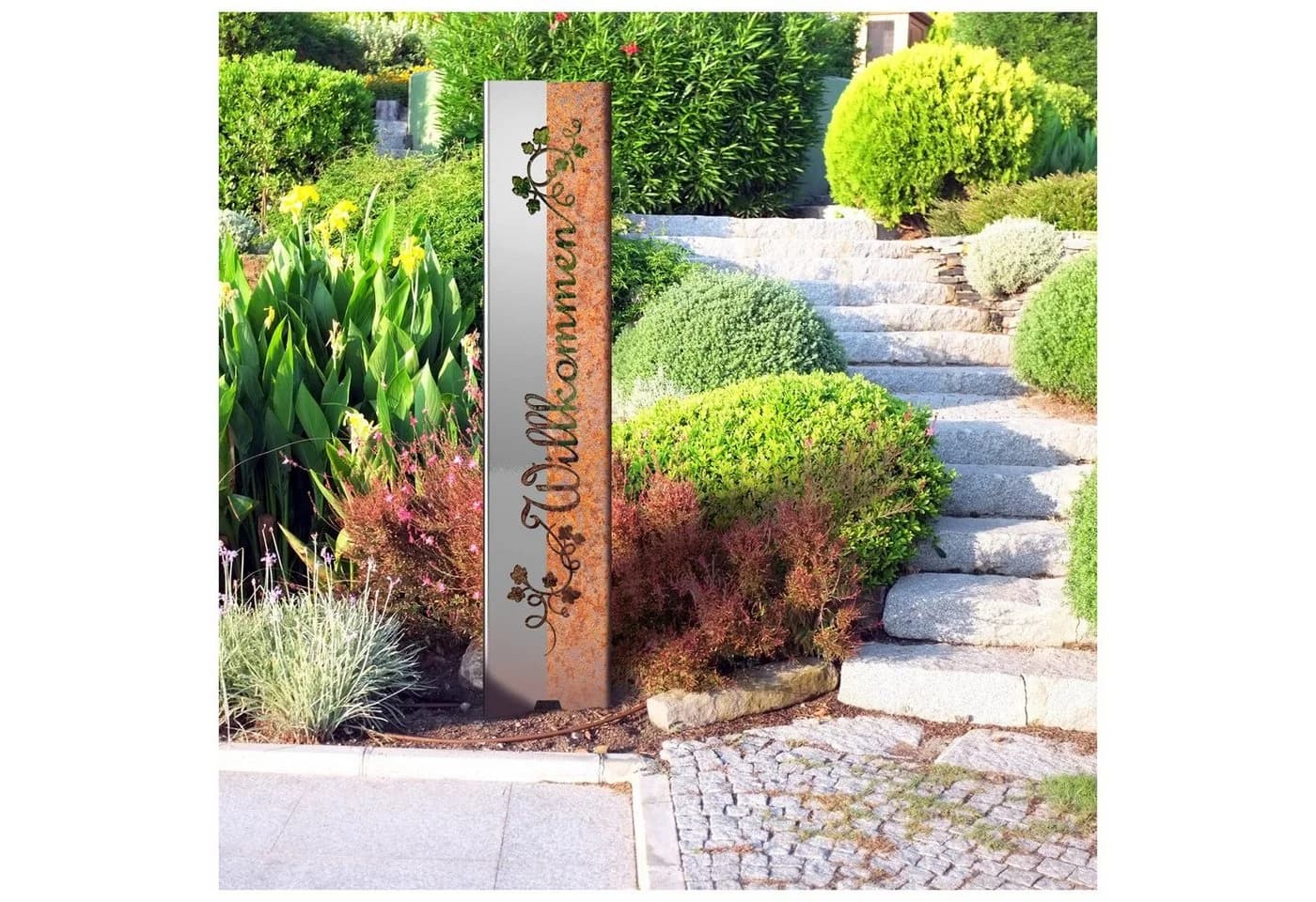tuning-art Gartenstecker Willkommen Edelrost Stahl - Bild 2